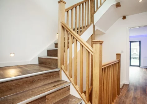 The stairs up to the first floor at Ocean Escape, Westward Ho!