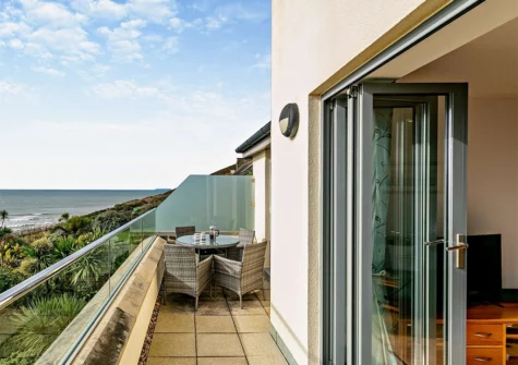 The balcony & alfresco dining area at Ocean Point, Saunton