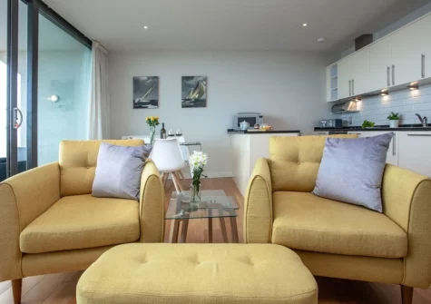The living area at Ocean Serenity, Westward Ho!