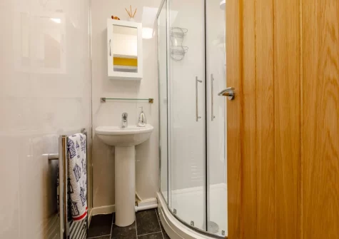 The shower room at Ocean View at Brixham Holiday Park, Brixham