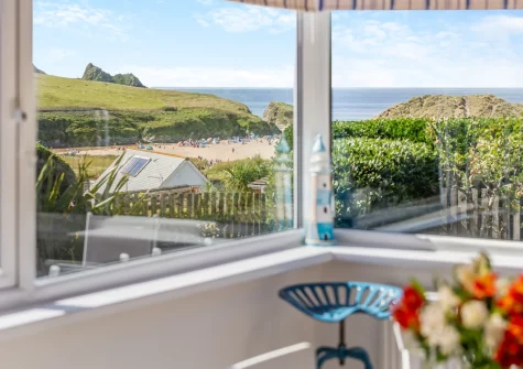 The view from the conservatory dining area at Ocean View, Holywell