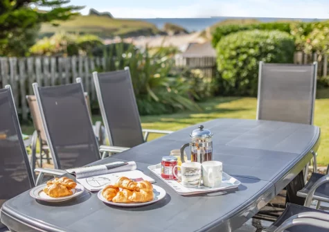 The patio & alfresco dining area at Ocean View, Holywell