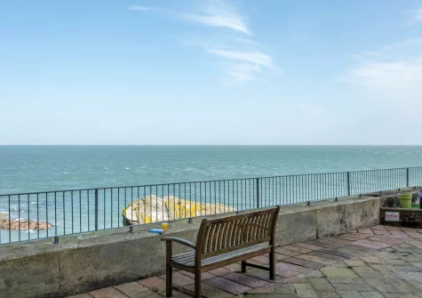 The shared communal terrace, which stretches right to the oceans edge, at Ocean View, Ilfracombe