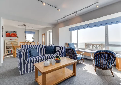 The living area at Ocean View, Porthleven