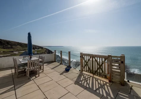 The patio & alfresco dining area at Ocean View, Porthleven