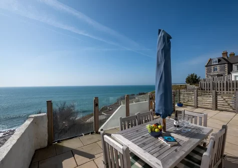 The patio & alfresco dining area at Ocean View, Porthleven