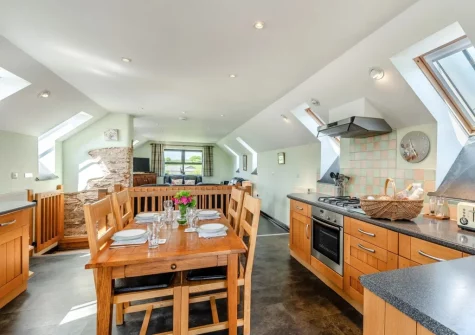 The kitchen & dining area at Old Dairy Barn, Challacombe