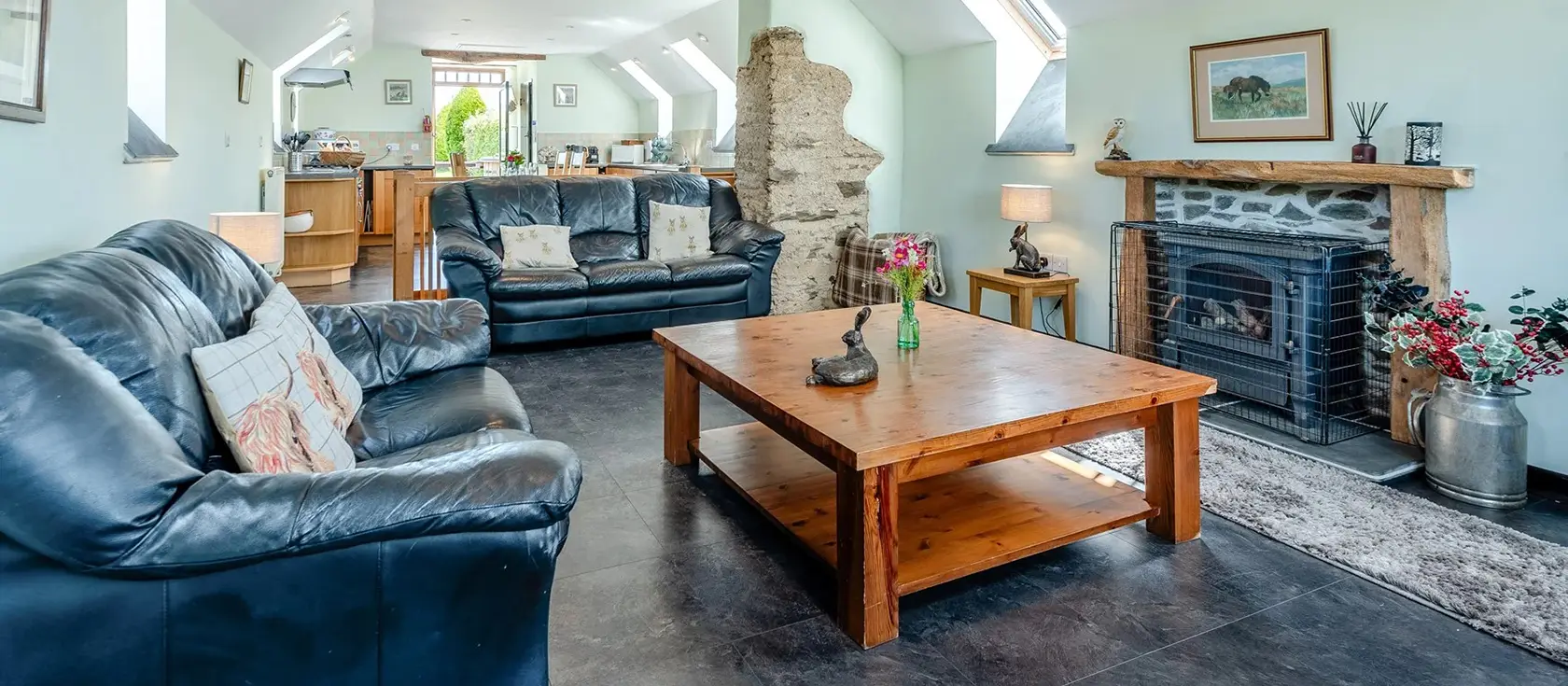 Old Dairy Barn, Challacombe is a charming 2-bedroom stone conversion on working Exmoor farmland. Enjoy hot tub relaxation, stunning farmland views, and easy access to golden beaches, wild moors, and family attractions for truly memorable holidays.