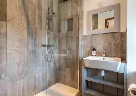 Bedroom #2 en-suite shower room at Old Farmhouse, Week Orchard