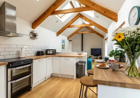 The annexe kitchen & breakfast bar at Old Farmhouse, Week Orchard