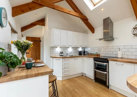 The annexe kitchen & breakfast bar at Old Farmhouse, Week Orchard