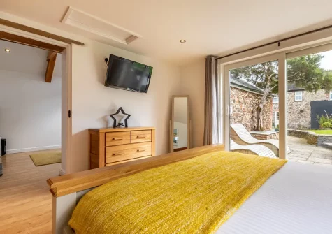 The annexe bedroom at Old Farmhouse, Week Orchard