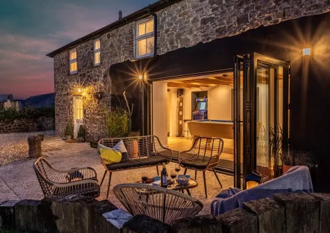 The outdoor sitting area at Old Farmhouse, Week Orchard