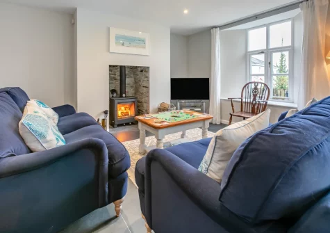 The living area at Old Post Office, Golant