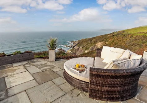 The patio & outdoor sitting area at Omega, Freathy