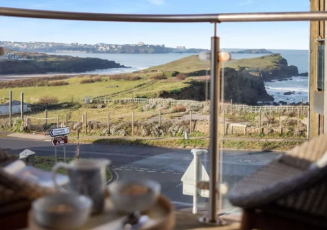 The coast, beach & sea view from the balcony at Once upon a Tide, Newquay