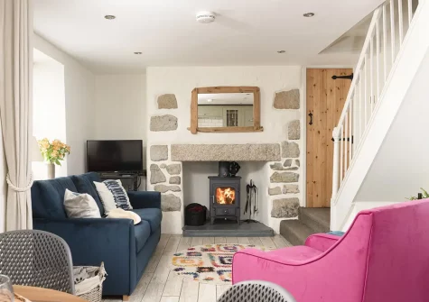 The living area at Oriel Cottage, St Agnes