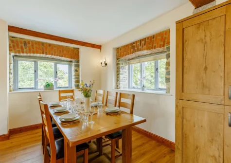 The dining area at Otter Barn Lakes, St Giles-on-the-Heath