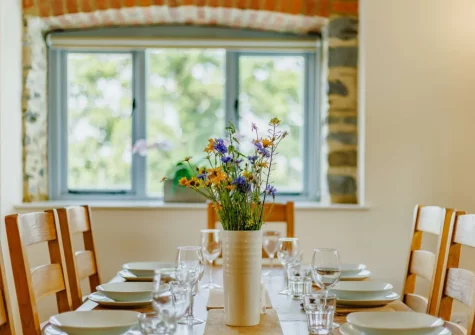 The dining area at Otter Barn Lakes, St Giles-on-the-Heath