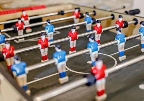 The shared games room at Otter Barn Lakes, St Giles-on-the-Heath