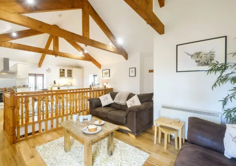 The living area at Owls Nest at Hilltown Farm, Mariansleigh