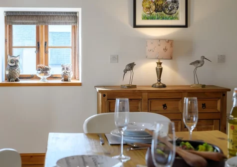 The dining area at Owls Nest at Hilltown Farm, Mariansleigh