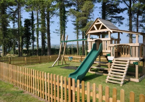 The shared children's play area at Owls Nest at Hilltown Farm, Mariansleigh