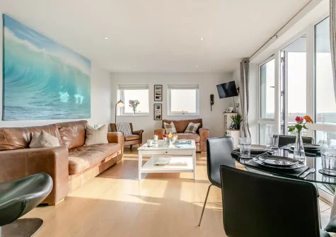 The living area at Paddle Out, Newquay