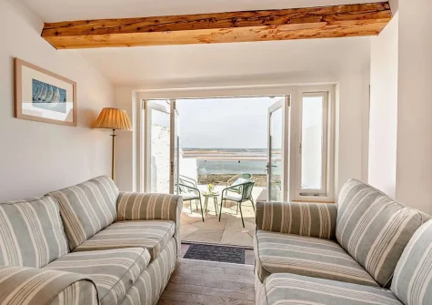 The living area at Paddles, Appledore