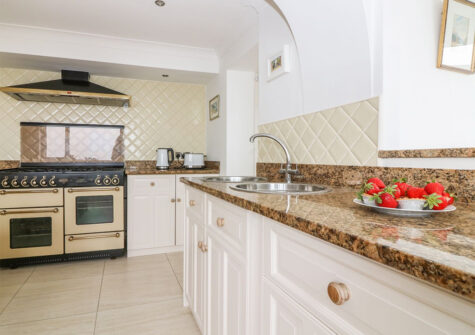 The kitchen at Panoramic Cottage, Brixham