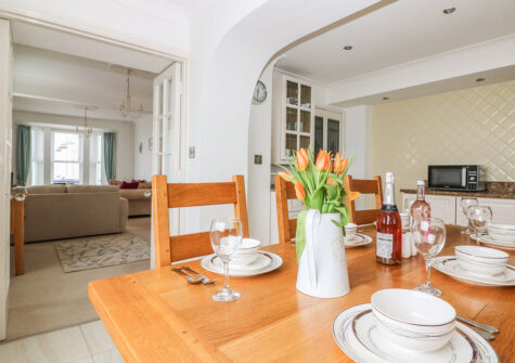 The dining area at Panoramic Cottage, Brixham