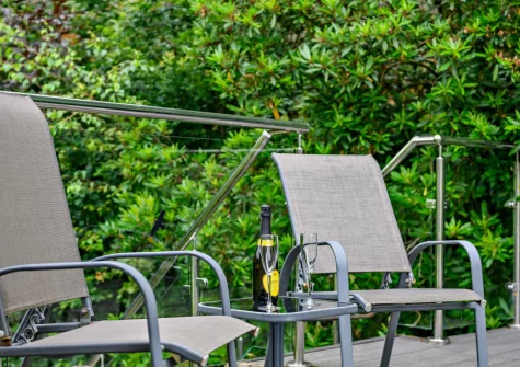 The decked terrace & outdoor sitting area at Parr Cottage, Two Waters Foot