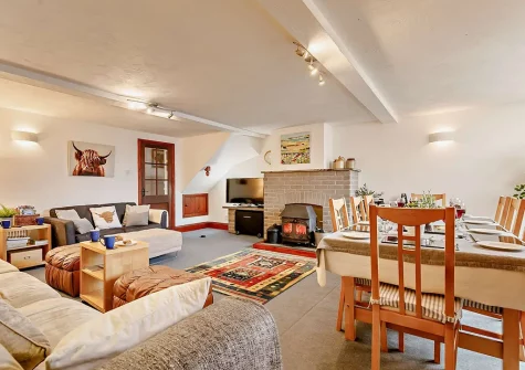 The living area at Patrieda Croft, Rilla Mill