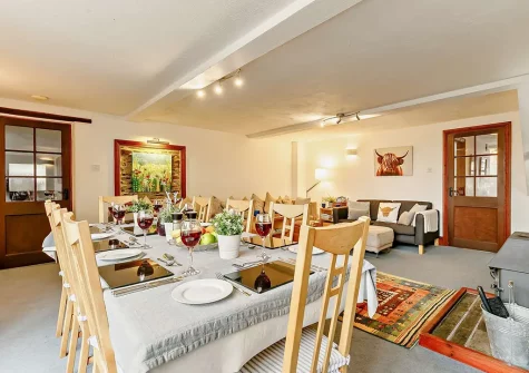 The dining area at Patrieda Croft, Rilla Mill