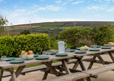 The patio & alfresco dining area at Peacehay Barn, Little Petherick