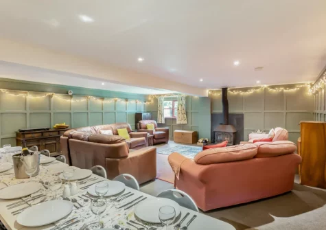 The Barn is also available to guests, offering a shared space to unwind in front of a crackling wood burner or dine as a large group