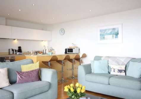The living area at Pearl Three, Newquay