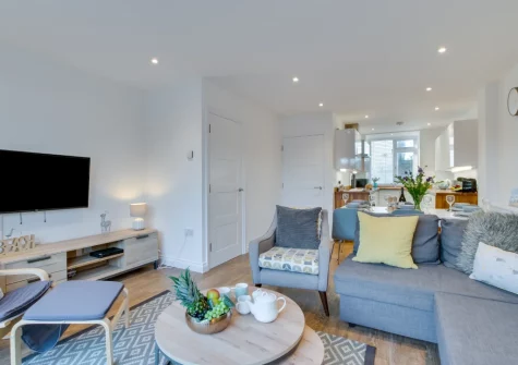 The living area at Pebble House, Newquay
