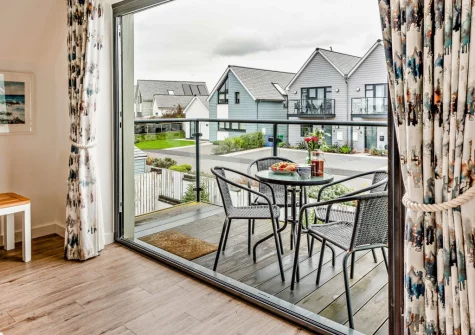 The balcony & outdoor sitting area at Pebble Links, Westward Ho!