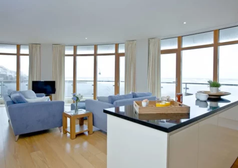 The living area & kitchen at Pebbles, Westward Ho!