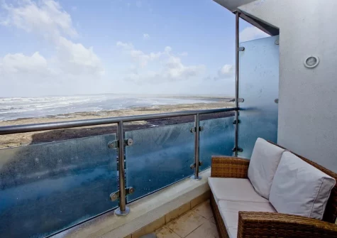 The balcony & outdoor sitting area at Pebbles, Westward Ho!
