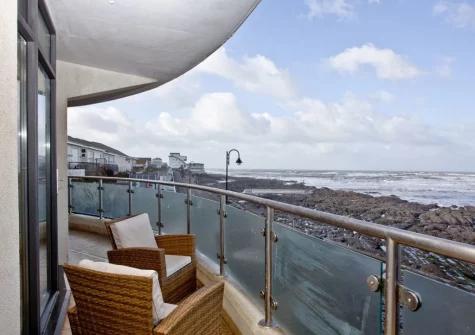 The balcony & outdoor sitting area at Pebbles, Westward Ho!