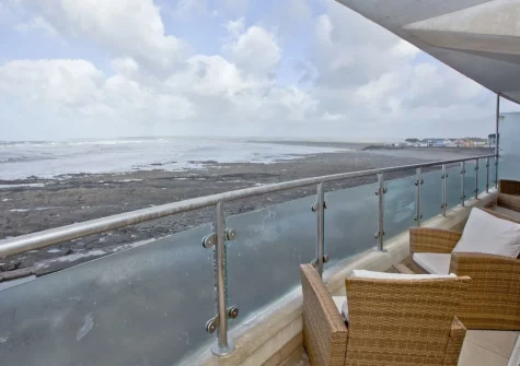 The balcony & outdoor sitting area at Pebbles, Westward Ho!