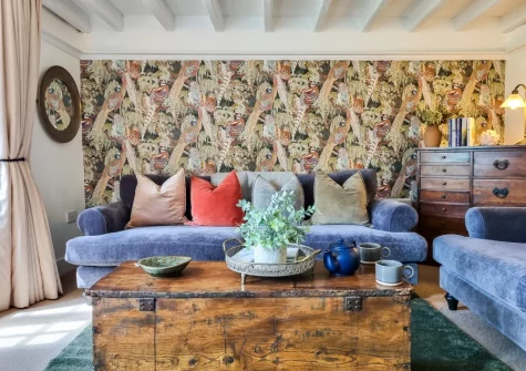 The living room at Peep O Day, West Buckland