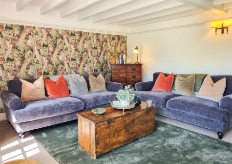 The living room at Peep O Day, West Buckland