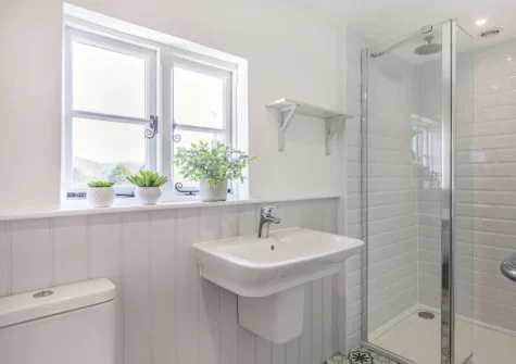 The shower room at Peep O Day, West Buckland