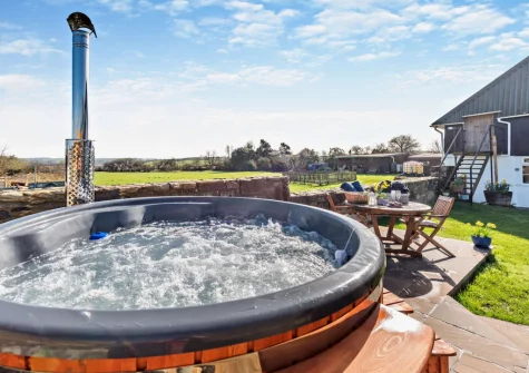 The wood-fired hot tub at Penhill Tack Room, Fremington