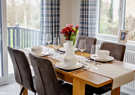 The dining area at Penmarlam Lodge, Lanteglos