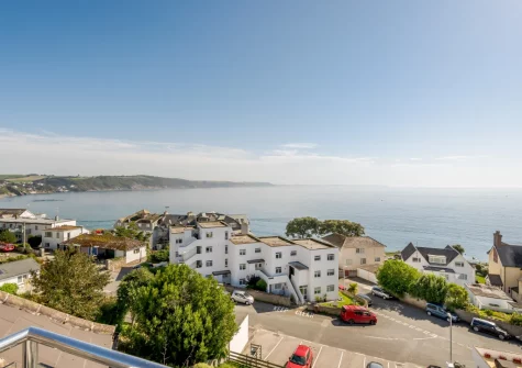 The view from the balcony & outdoor sitting area at Penthouse at Lemain Garden Apartments, Looe