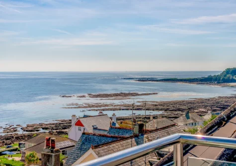 The view from the balcony & outdoor sitting area at Penthouse at Lemain Garden Apartments, Looe
